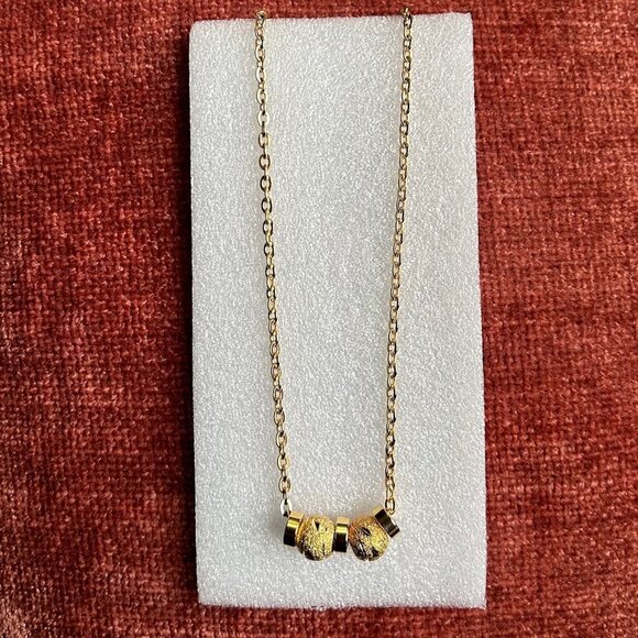 New RONDELLE Gold Stardust Pendant on 18K Gold 22" Chain Necklace - Picture 5 of 7